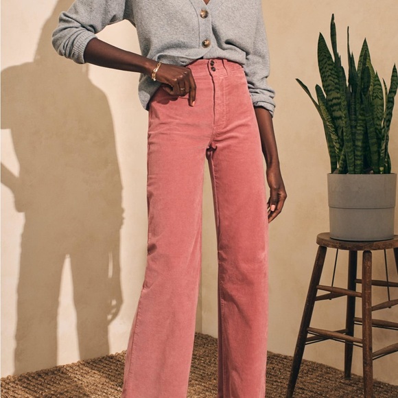 Faherty Stretch Cord Wide Leg - Women's Pink Jeans - Picture 2 of 7